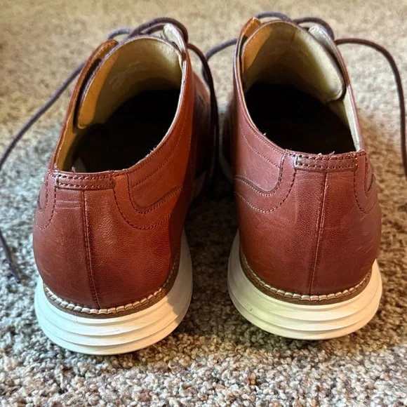 Men's Cole Haan Grand.OS Brown Leather Wingtip Shoes — Sz 10-1/2 - Picture 4 of 6